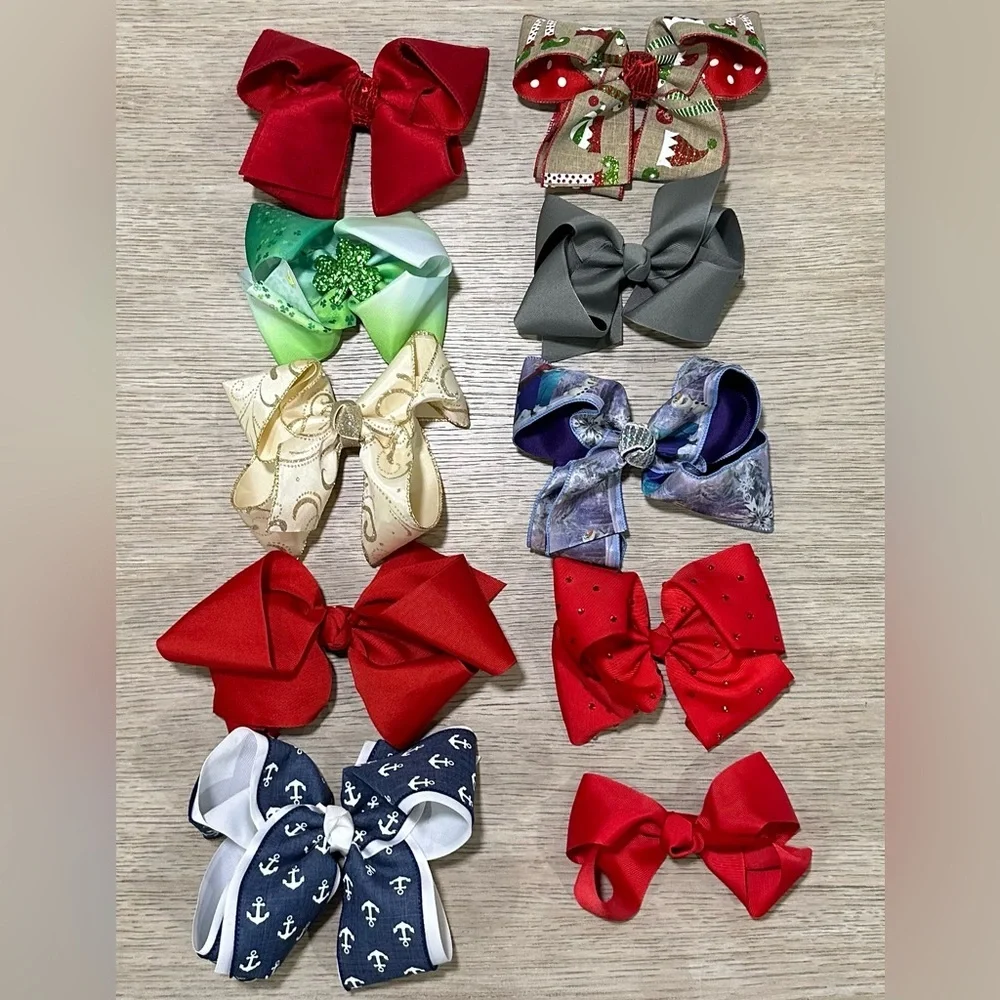 Blue and Lime Green Grosgrain Mega Hair Bow- bundle & save on shipping